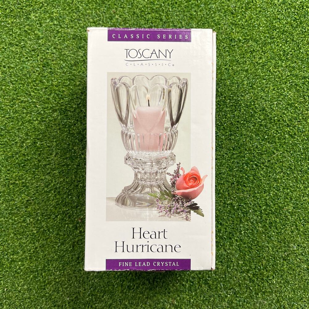 Toscany Fine Lead Crystal Heart Hurricane Candle Holder Classic Series